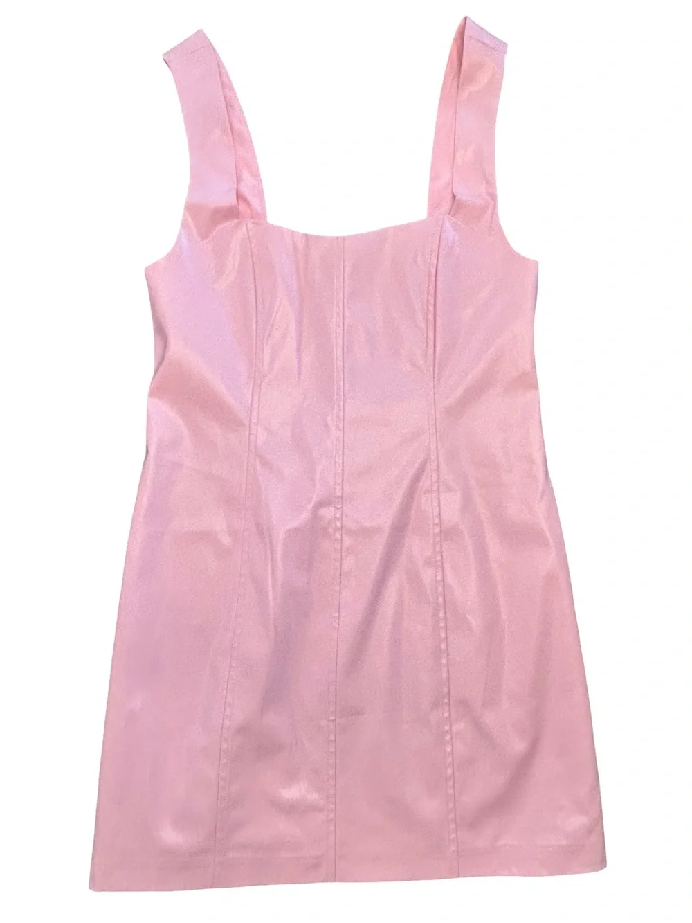 Show me your Mumu pink Barbiecore vegan leather Y2K 90s mini dress NWT MD - Picture 5 of 10